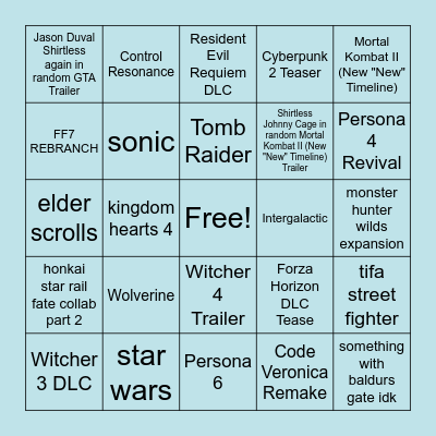 SUMMER GAMES FEST Bingo Card