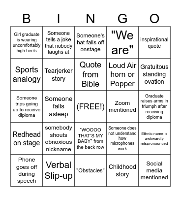 Graduation BINGO Card