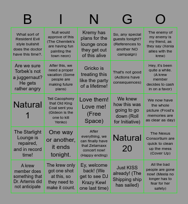 Once Upon a Starlight- Episode 11 (FINALE!) Bingo Card