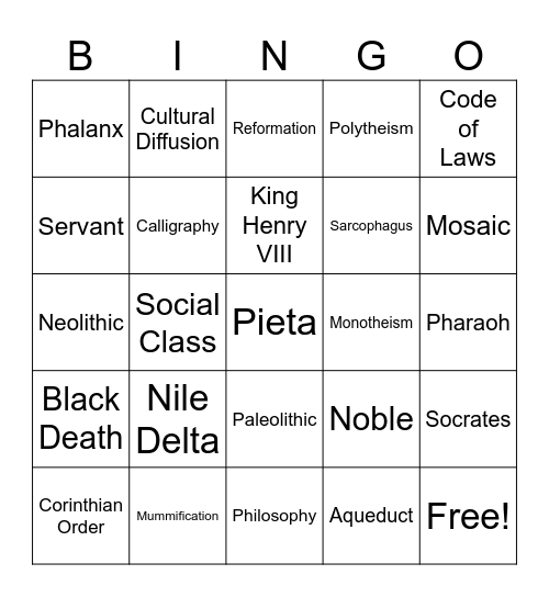 Cadman S.S. Bingo Card