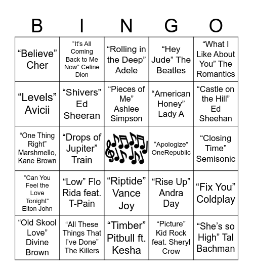 Mixtape Bingo Card