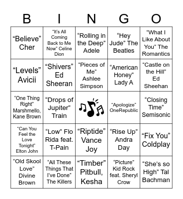 Mixtape Bingo Card