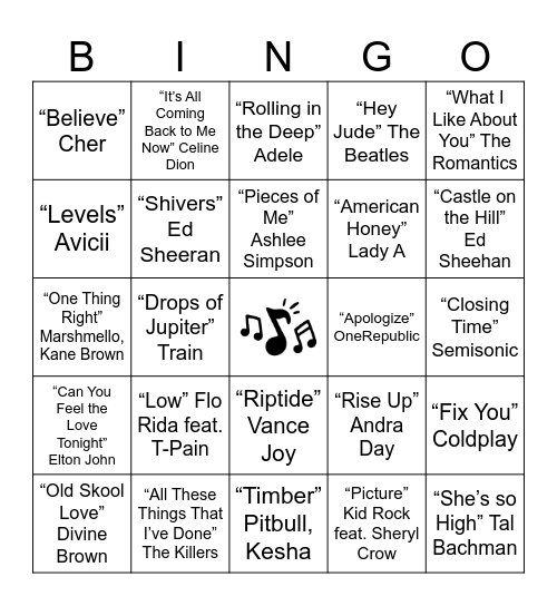 Mixtape Bingo Card