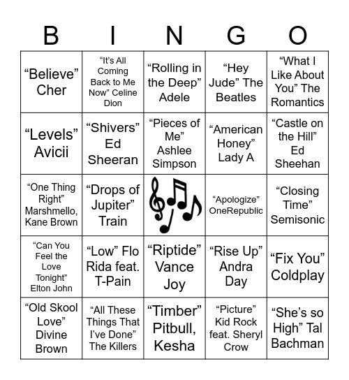 Mixtape Bingo Card