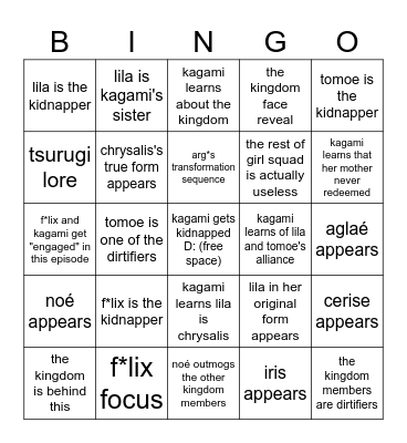the dirtifiers predictions Bingo Card