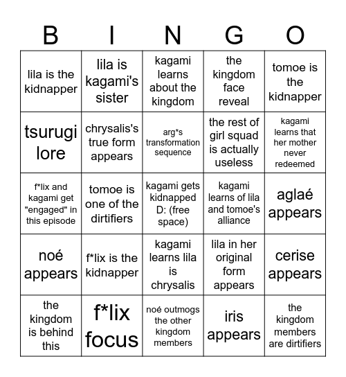 the dirtifiers predictions Bingo Card