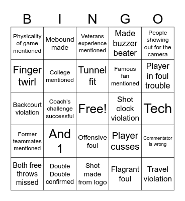 Liberty vs Valkyries Bingo Card