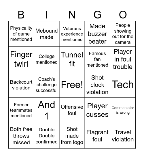Liberty vs Valkyries Bingo Card