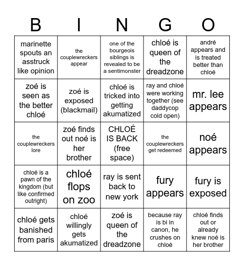 queen of the dreadzone bingo Card