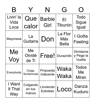 Bingo musical 🎵 Bingo Card