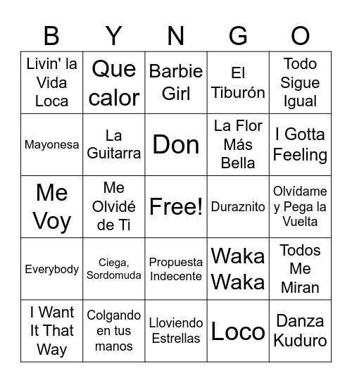 Bingo musical 🎵 Bingo Card