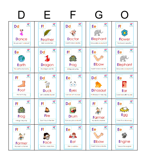 DEF Bingo Card
