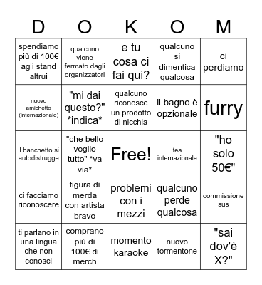 Dokomi 2026 Bingo Card
