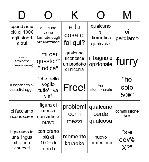 Dokomi 2026 Bingo Card