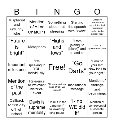 Grad Speeches Bingo Card
