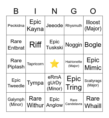 Rascal Bingo Card