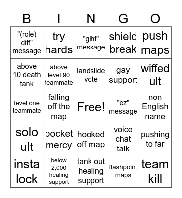 overwatch thing Bingo Card
