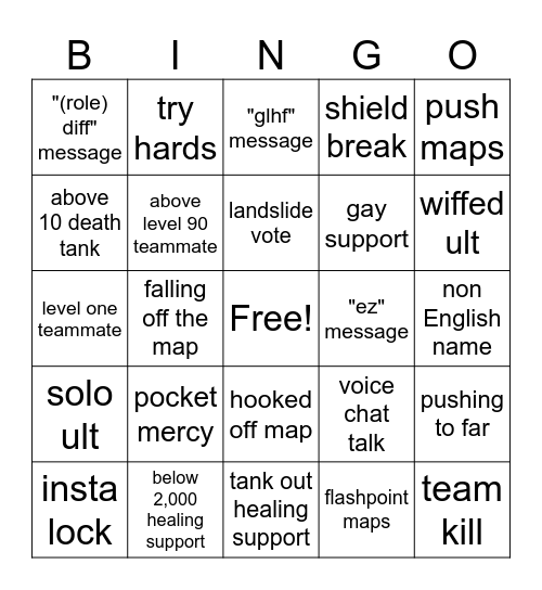 overwatch thing Bingo Card