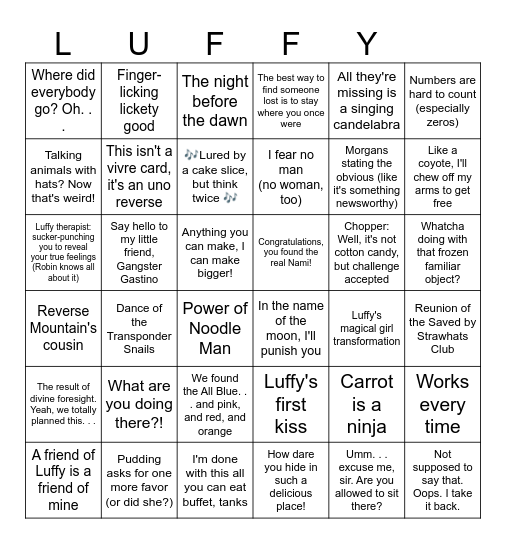 Whole Cake Island Bingo Card