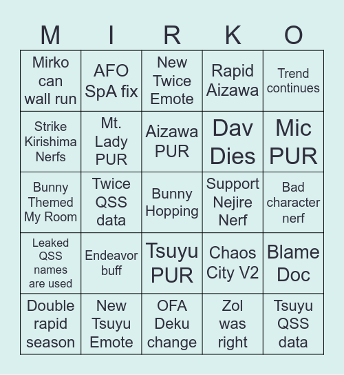 S17 Bingo Card
