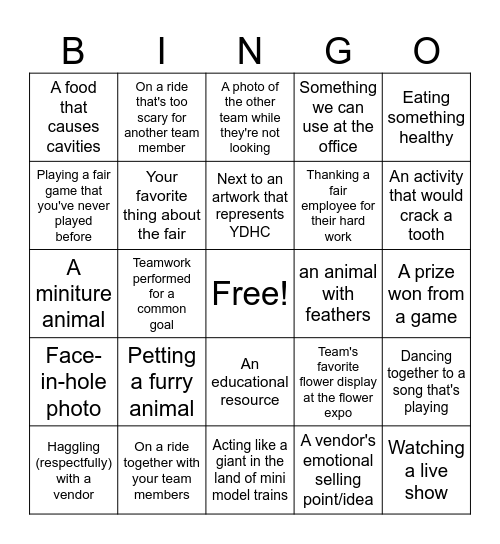 Take a PHOTO WITH / OF... Bingo Card