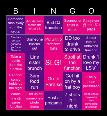 SLG Neo Summer Bingo Card