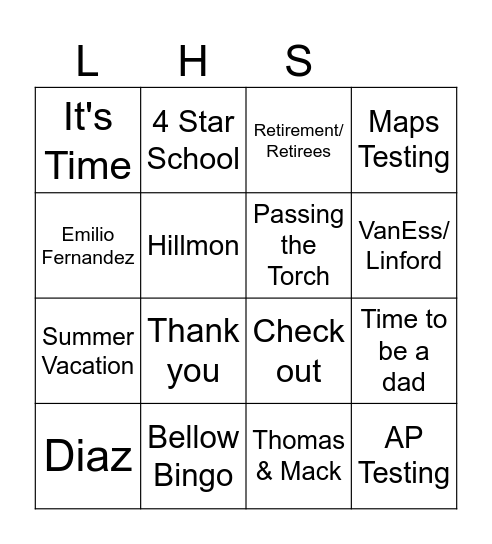 Bellow Bingo Card