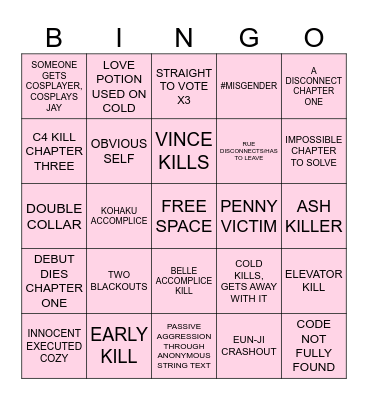 JESSY'S #44TH SESSION BINGO PREDICTIONS Bingo Card