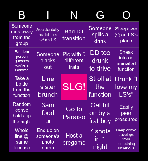 SLG Neo Summer Bingo Card