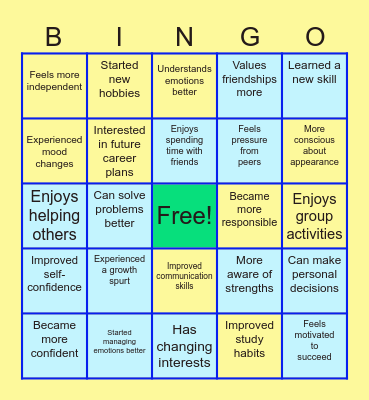 SELF-DISCOVERY Bingo Card