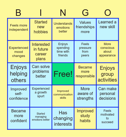 SELF-DISCOVERY Bingo Card