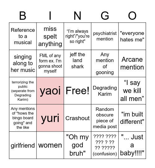 Emma Bingo Card