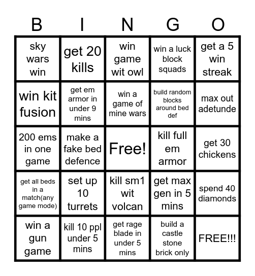 dilo bingo Card