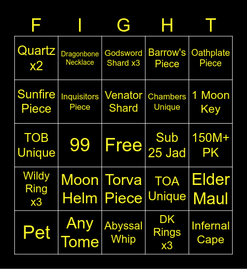 UFC OSRS FREEDOM BINGO 250 Bingo Card