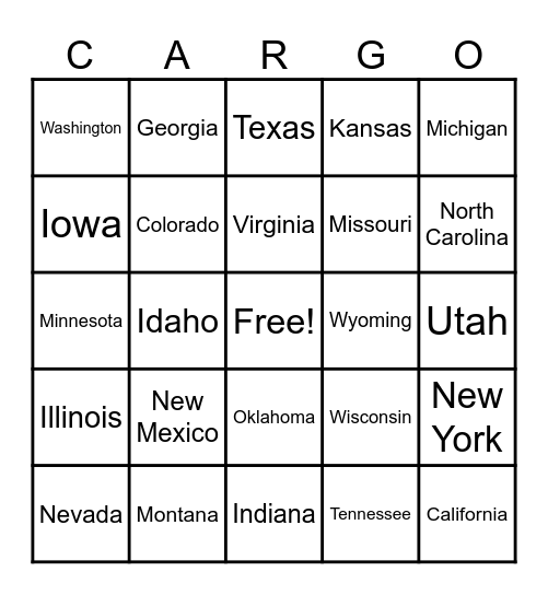 license plate bingo Card