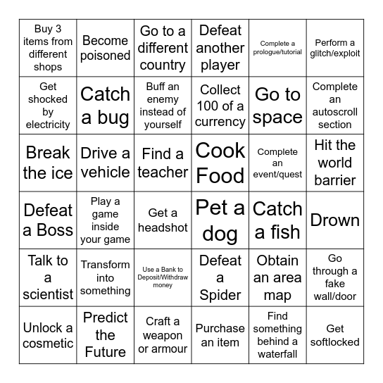 Lockout Bingo Card