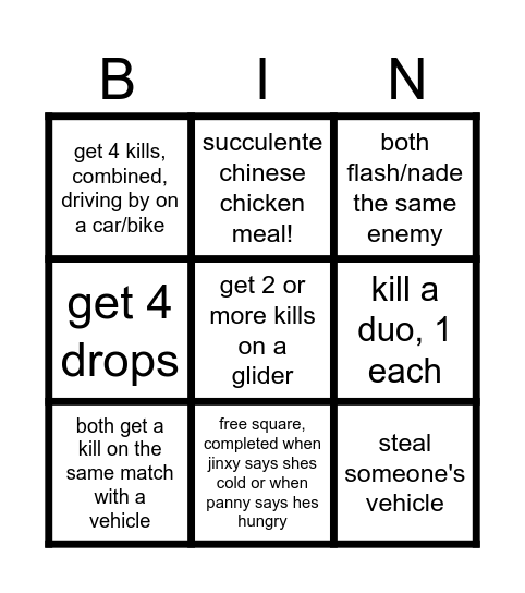 Panny & Jinxy(Panxy) Bingo! Bingo Card