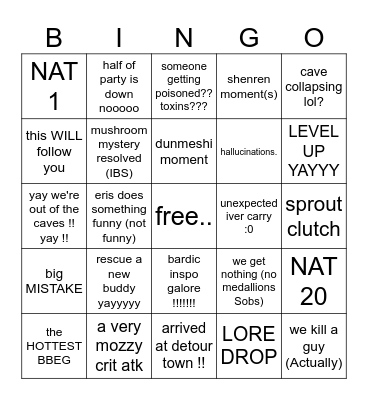 SHADOW OF NOCTIS SESSION 11 (YIPEE) Bingo Card