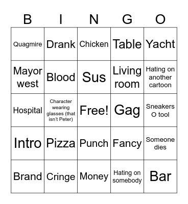 Family Guy clips  Bingo Card