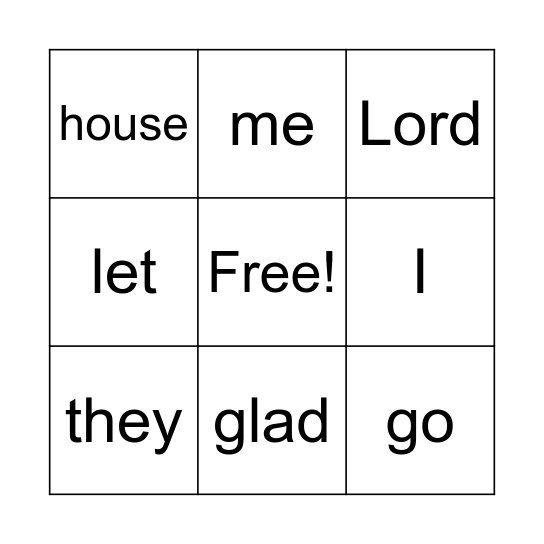 Psalm 122:1 Bingo Card