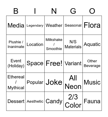 DA Theme Creators/Collectors Bingo Card