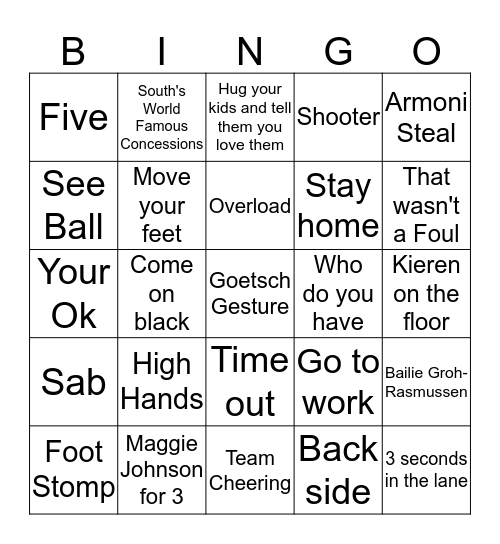 Blackshirt Bingo Card