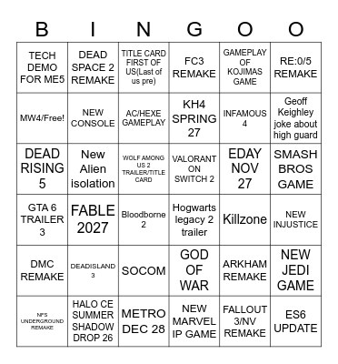 SUMMER GAMES FEST BINGO 2026 Bingo Card