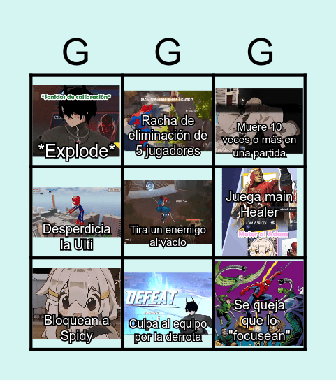GamsterG MR Bingo Card