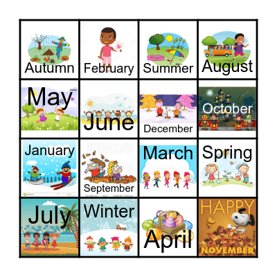 Seasons Bingo Card