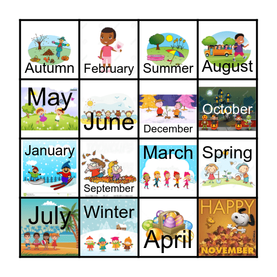 Seasons Bingo Card