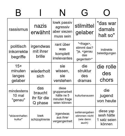 gödeke bingo Card