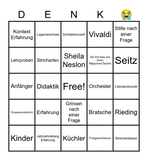 Methodik Bingo Card