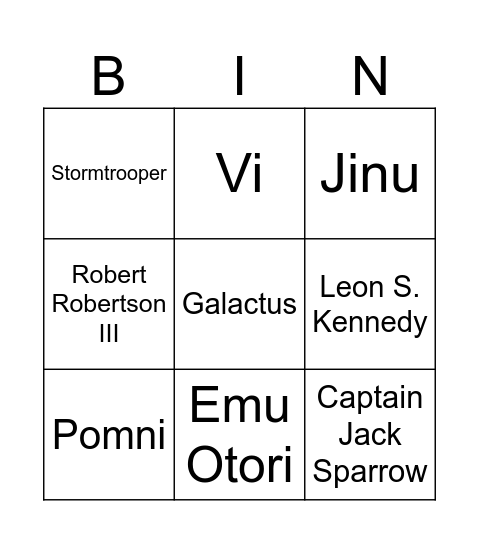 Friday Bingo Card