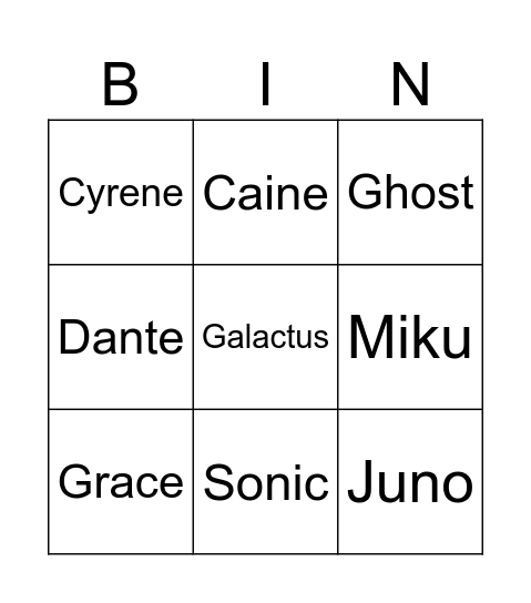 Saturday Bingo Card